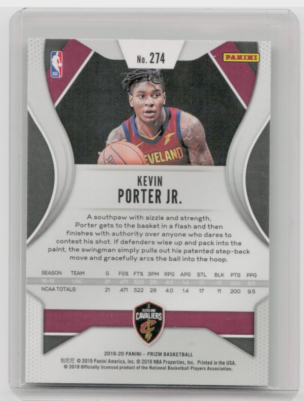 2019-20 Panini Prizm Kevin Porter Jr. RC #274 Cavaliers - Image 3