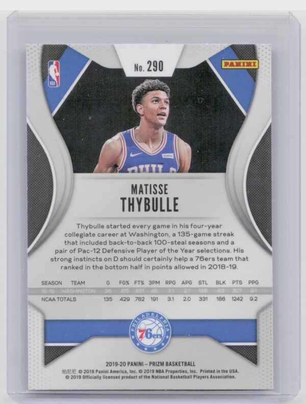 2019-20 Prizm Matisse Thybulle RC #290 76ers - Image 3
