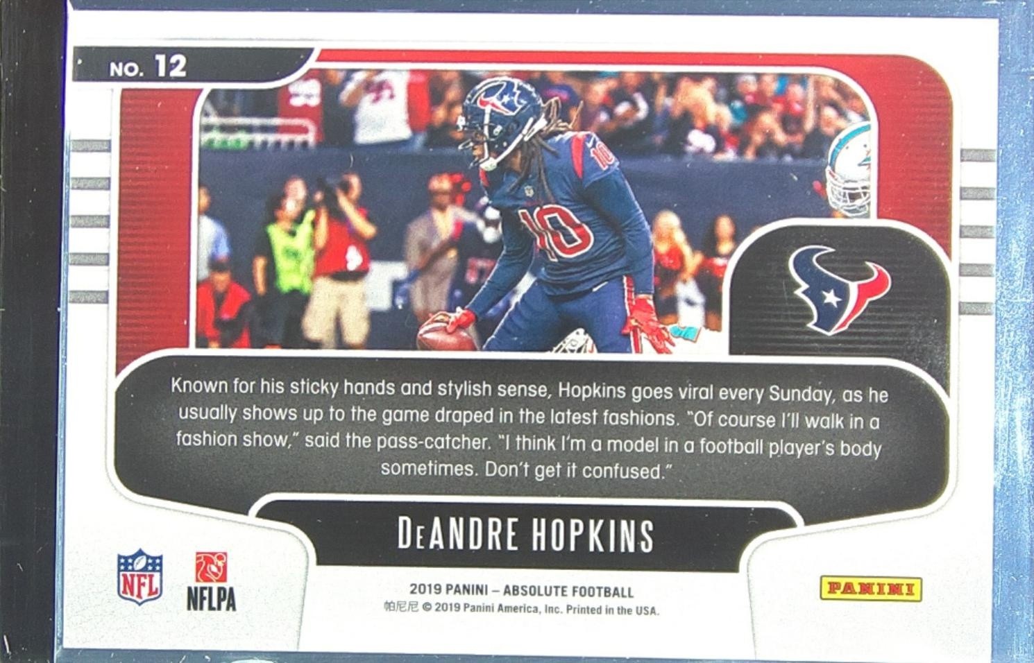 2019 Absolute DeAndre Hopkins /25 #12 Texans Red Zone Spectrum Green - Image 3