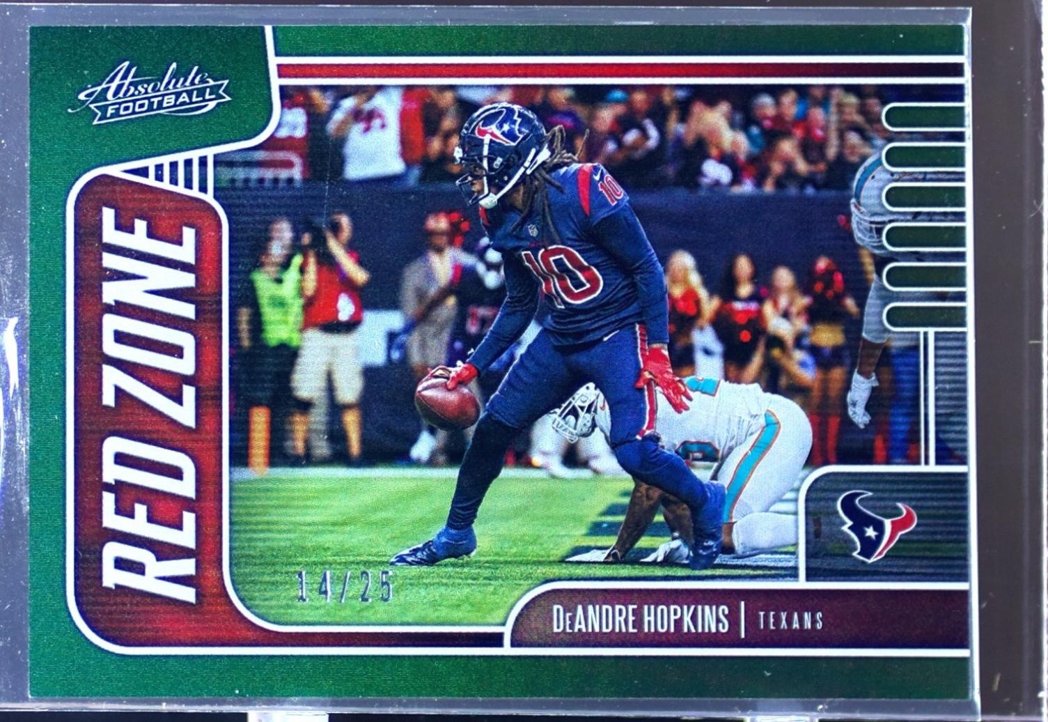 2019 Absolute DeAndre Hopkins /25 #12 Texans Red Zone Spectrum Green