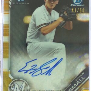 2019 Bowman Draft Ethan Small Auto /50 #CDA-ES Brewers Chrome Draft Gold Wave