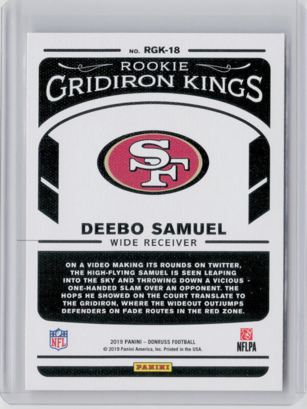 2019 Donruss Deebo Samuel #RGK-18 49ers Rookie Gridiron Kings - Image 3