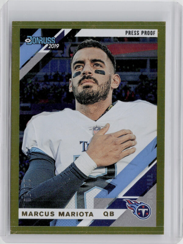 2019 Donruss Marcus Mariota Press Proof Gold SN50 #243V Titans