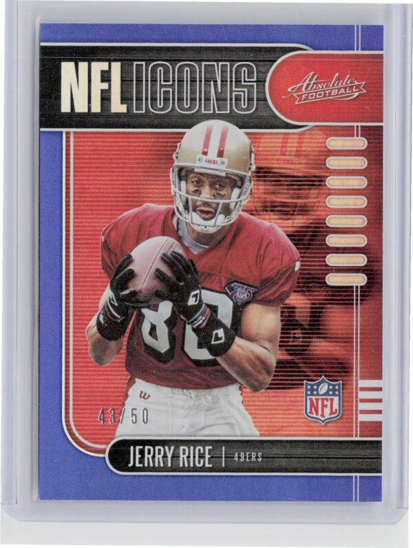 2019 Panini Absolute Jerry Rice SN50 #2 49ers NFL Icons Spectrum Blue