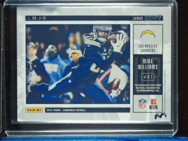 2019 Panini Luminance Mike Williams MEM #J-16 Chargers Jumbo - Image 3