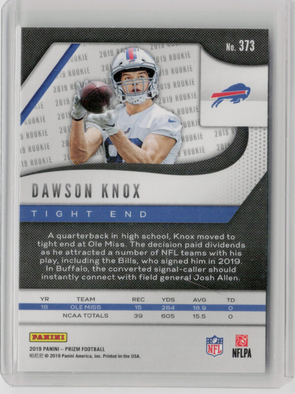 2019 Panini Prizm Dawson Knox RC #373 Bills - Image 3