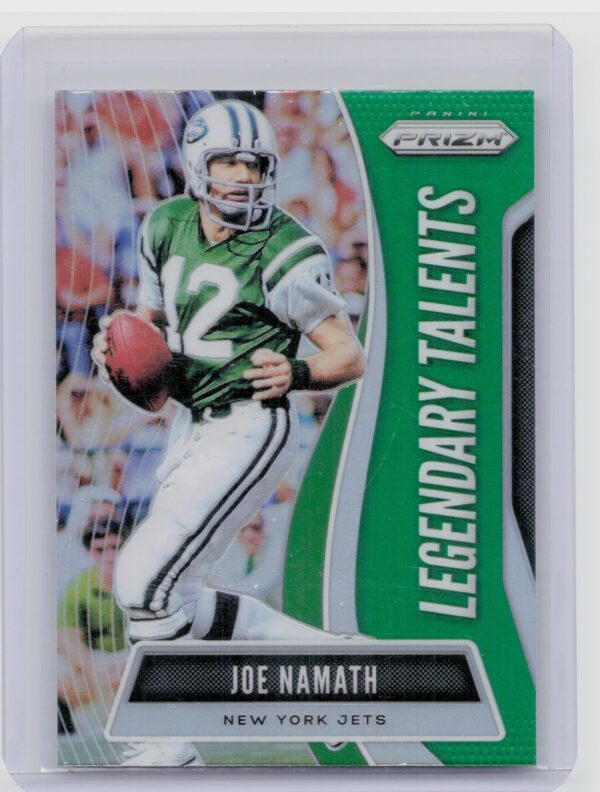 2019 Panini Prizm Joe Namath #LT-JN Jets Legendary Talents Prizms Green