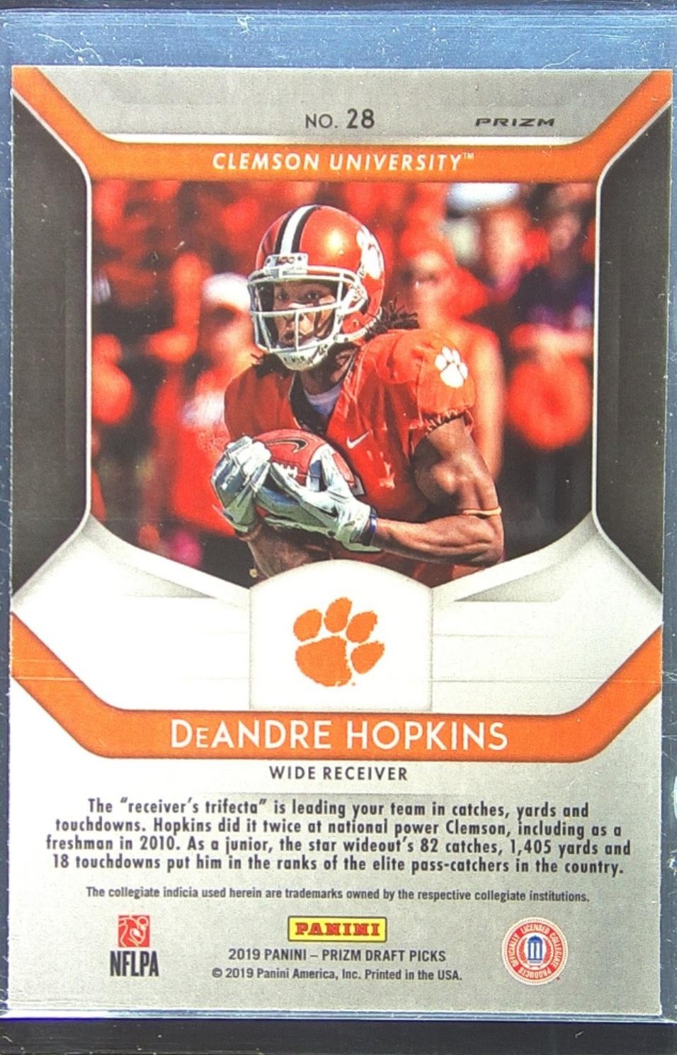 2019 Prizm Draft Picks DeAndre Hopkins Prizms Blue #28 Tigers - Image 3