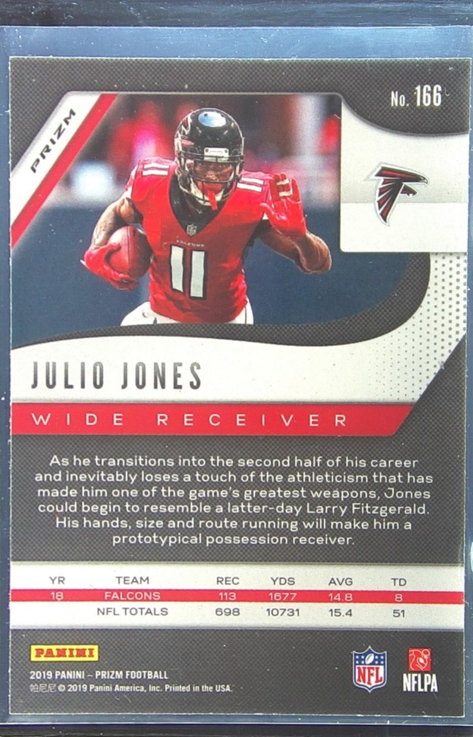 2019 Prizm Julio Jones Lazer #166 Falcons - Image 3