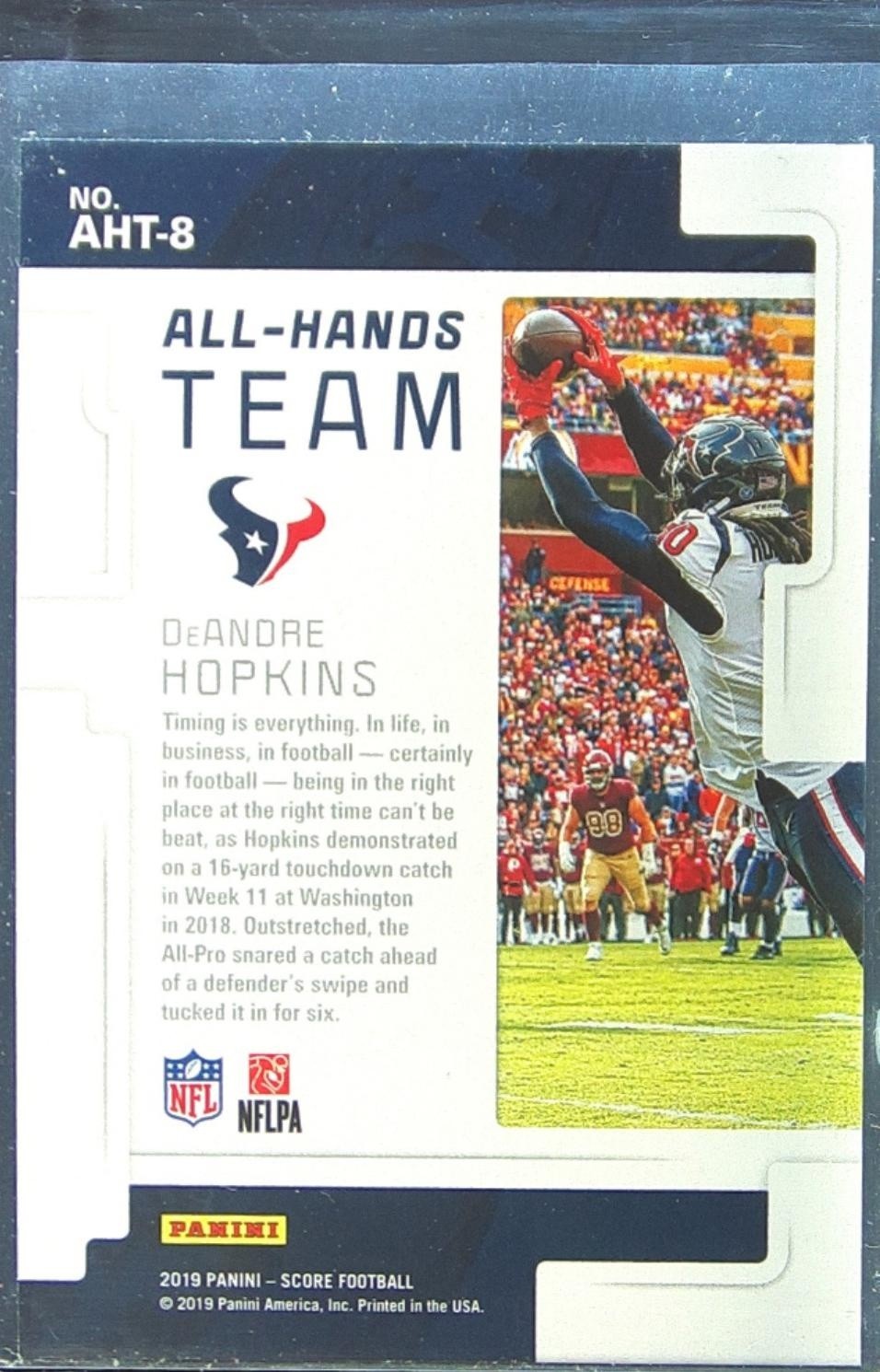 2019 Score DeAndre Hopkins #AHT-8 Texans All Hands Team Gold - Image 3