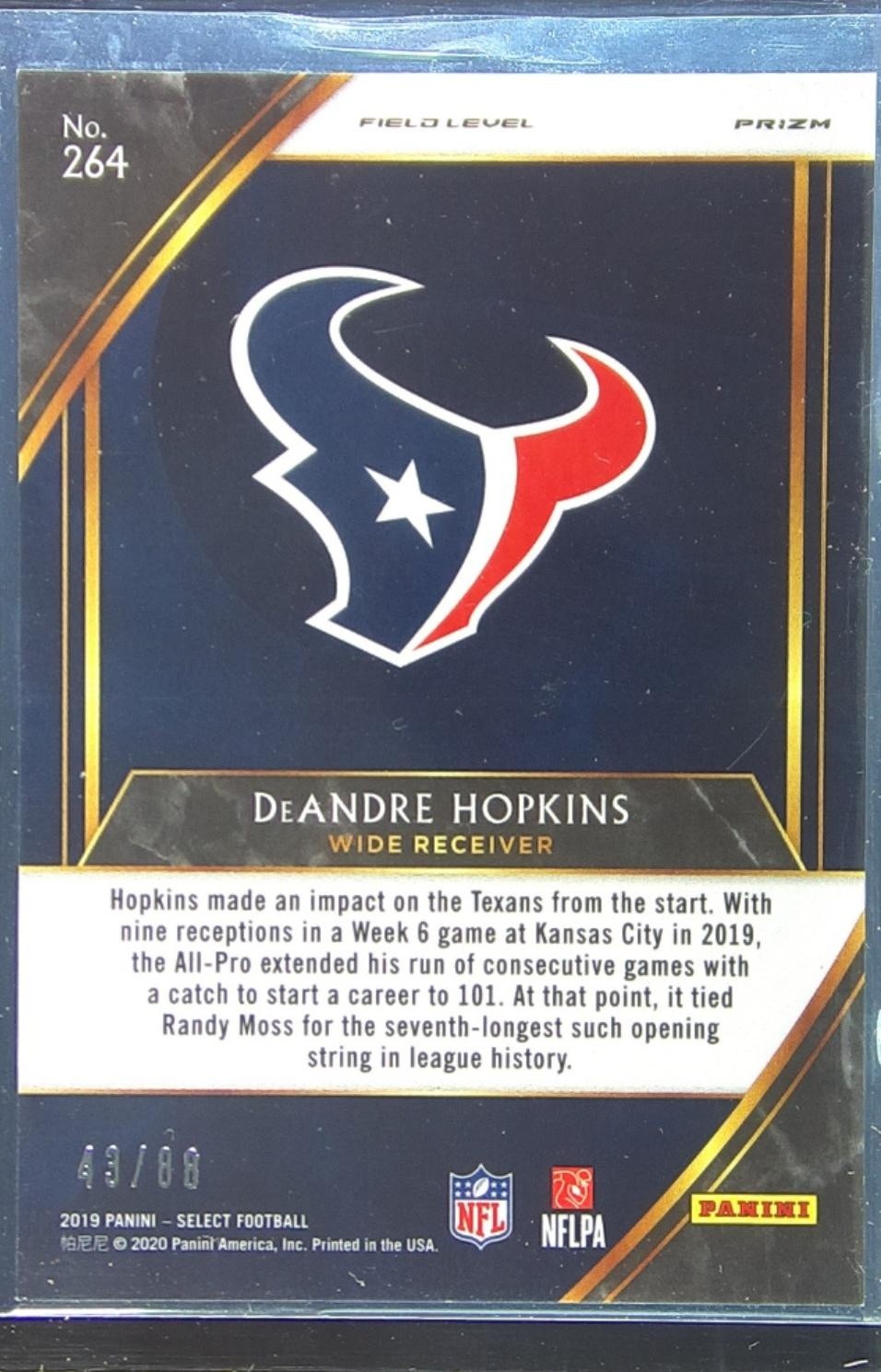 2019 Select DeAndre Hopkins Dragon Scale Prizm /88 #264 Texans - Image 3