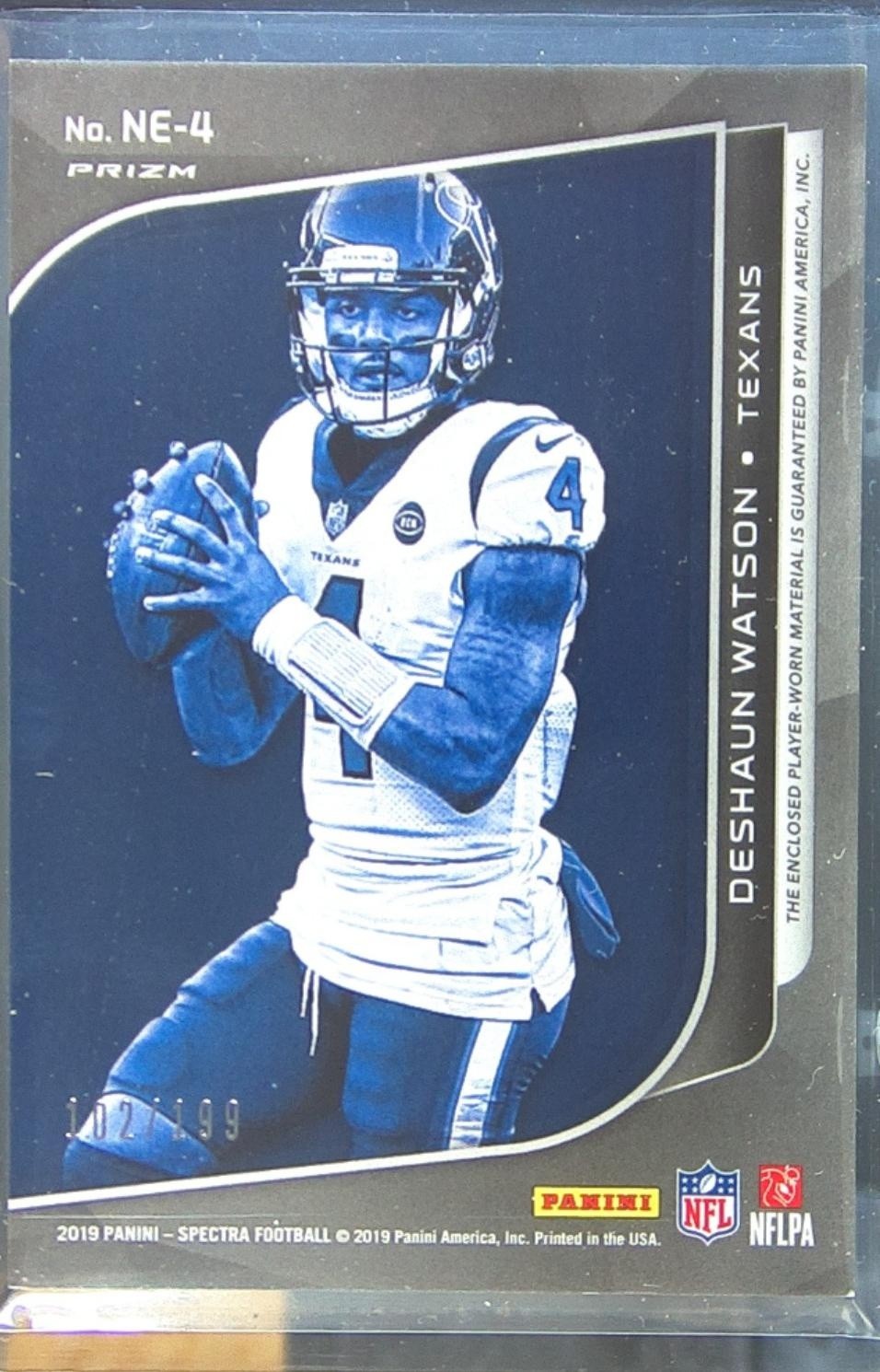 2019 Spectra Deshaun Watson /199 JSY #NE-4 Texans Next Era - Image 3