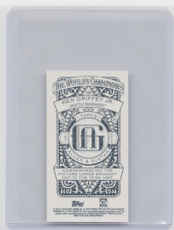 2019 Topps Allen & Ginter Ken Griffey Jr. Mini A & G Back #100 Mariners - Image 3