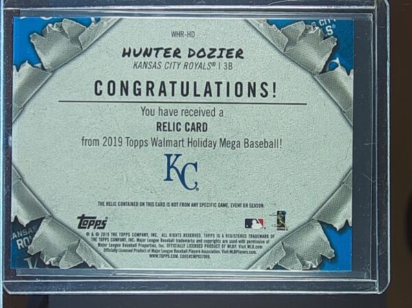 2019 Topps Holiday Hunter Dozier JSY #WHR-HD Royals Relics - Image 3