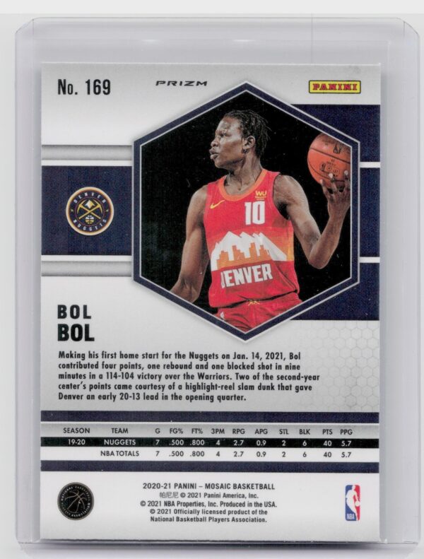 2020-21 Panini Mosaic Bol Bol Mosaic Reactive Blue #169 Nuggets - Image 3