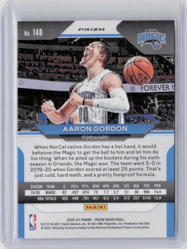 2020-21 Panini Prizm Aaron Gordon Choice Blue, Yellow and Green Prizms #148 Magi - Image 3