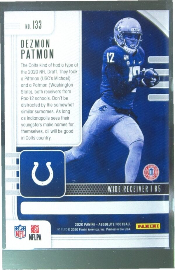2020 Absolute Dezmon Patmon Green RC #133 Colts - Image 3
