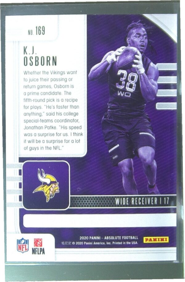 2020 Absolute K.J. Osborn Retail RC #169 Vikings - Image 3