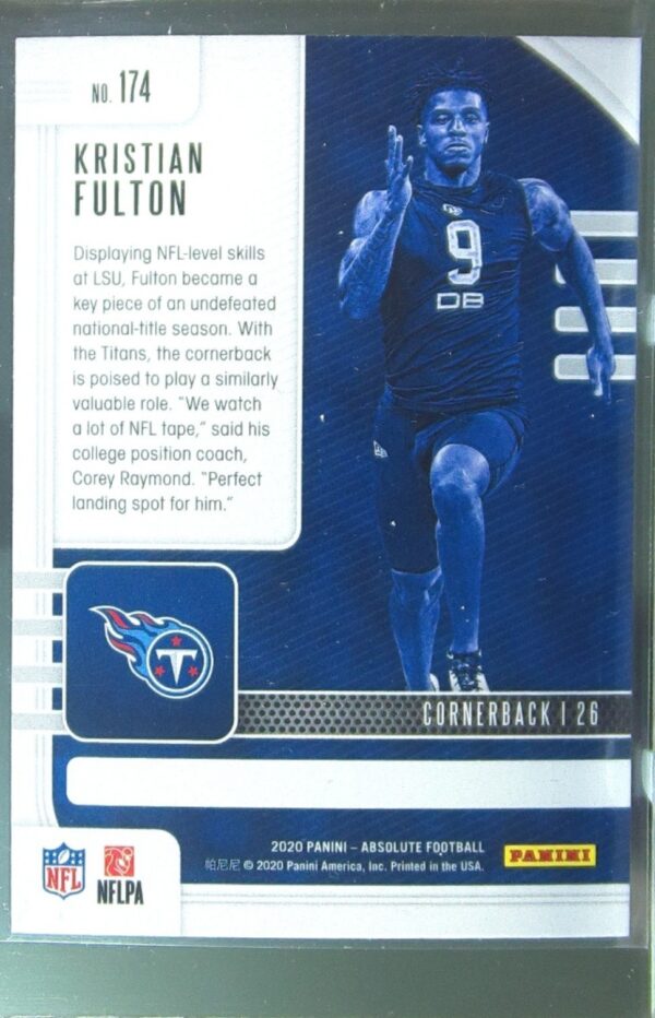 2020 Absolute Kristian Fulton Retail RC #174 Titans - Image 3