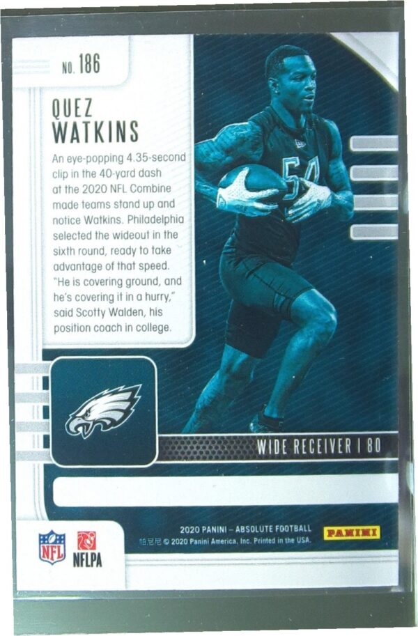 2020 Absolute Quez Watkins Retail RC #186 Eagles - Image 3
