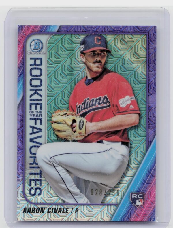 2020 Bowman Aaron Civale /250 #ROYF-AC Indians Chrome ROTY Purple Mojo