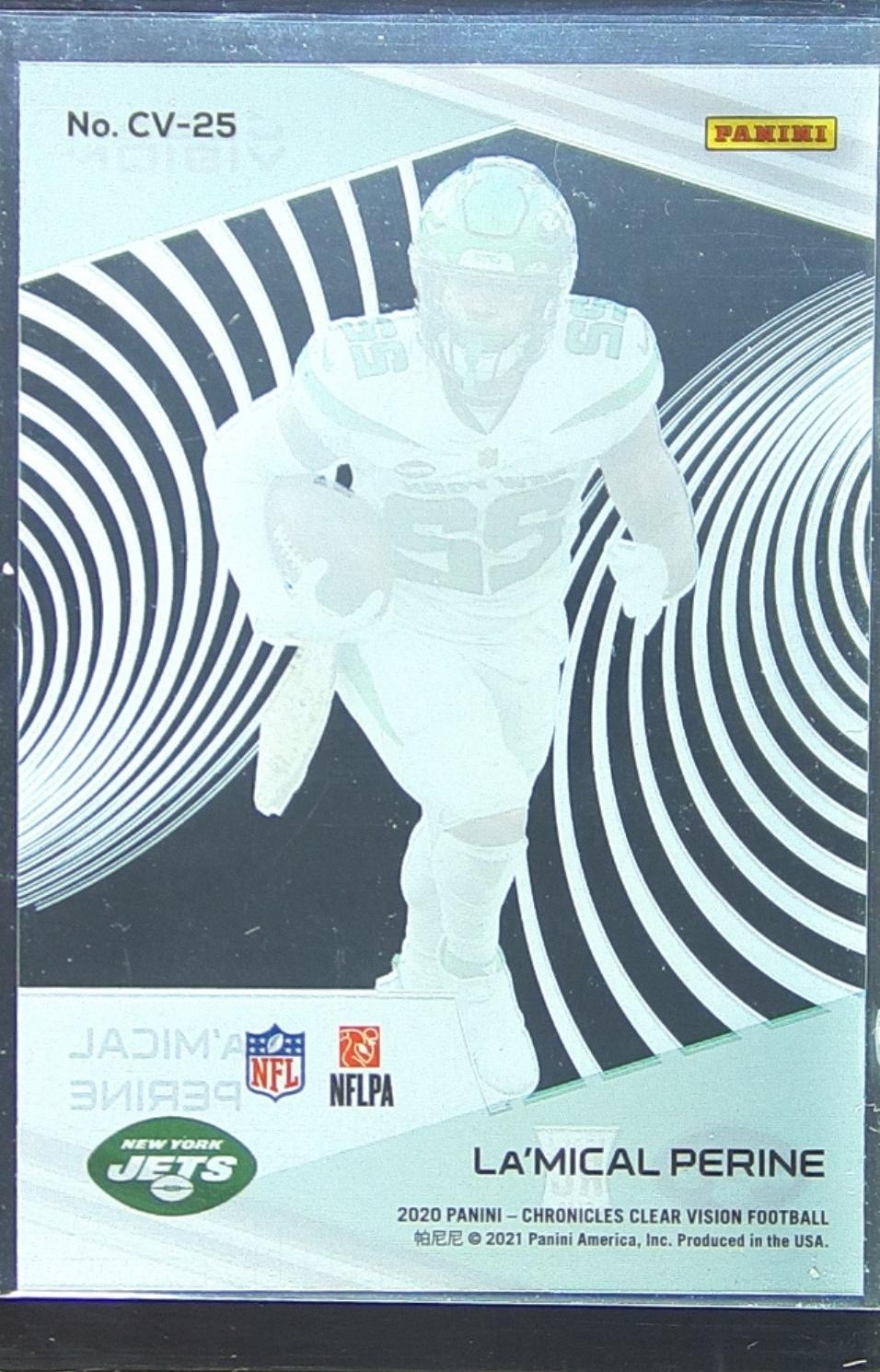 2020 Chronicles La'Mical Perine RC #CV-25 Jets Clear Vision Rookies - Image 3