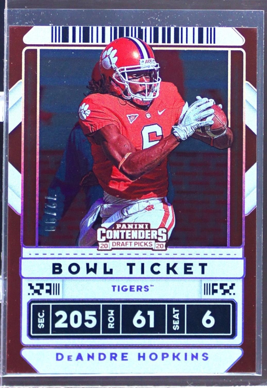 2020 Contenders Draft Picks DeAndre Hopkins Bowl Ticket /99 #27 Tigers