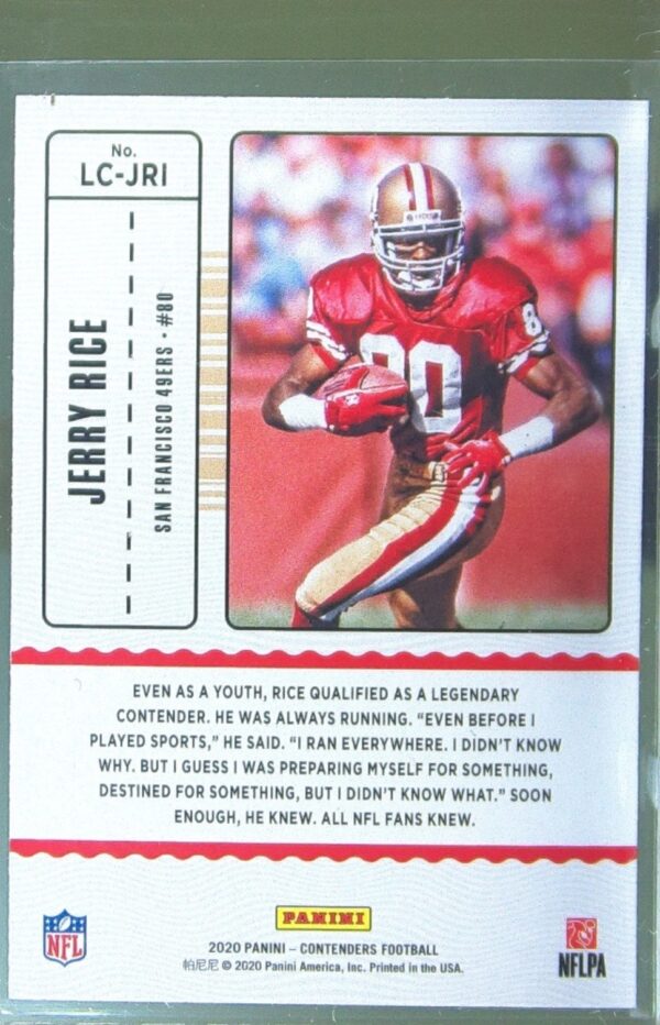 2020 Contenders Jerry Rice #LC-JRI 49ers Legendary Contenders - Image 3