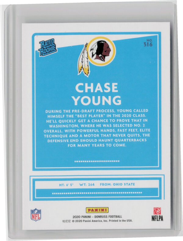 2020 Donruss Chase Young Press Proof Blue #316 Redskins - Image 3
