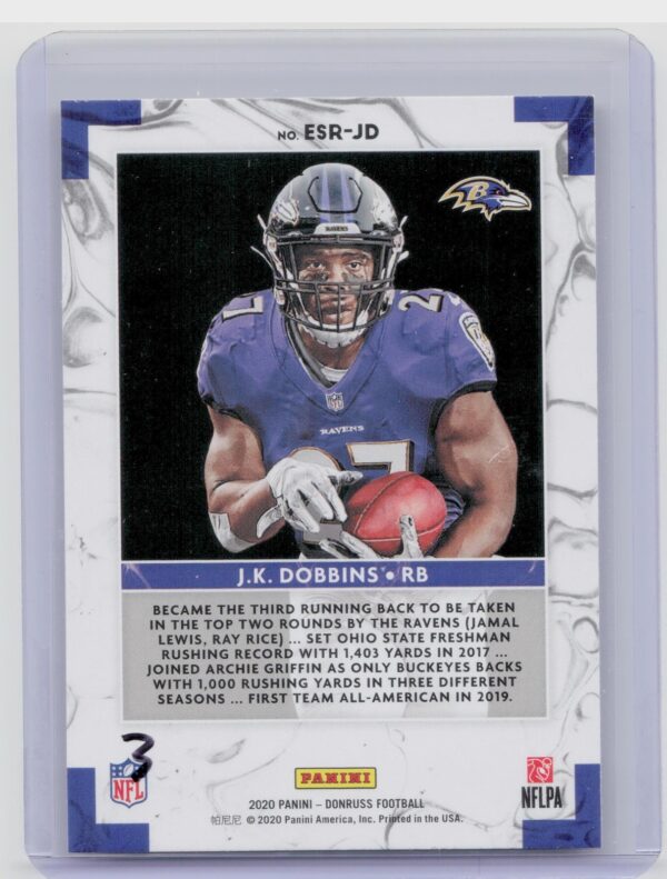 2020 Donruss J.K. Dobbins #ESR-JD Ravens Elite Series Rookies - Image 3