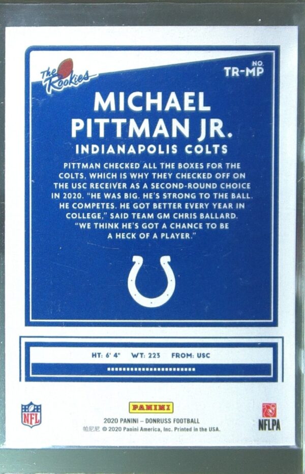 2020 Donruss Michael Pittman Jr. RC #TR-MP Colts The Rookies - Image 3