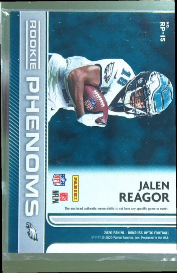 2020 Donruss Optic Jalen Reagor JSY RC #RP-15 Eagles Rookie Phenoms Blue Hyper - Image 3