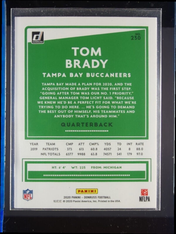 2020 Donruss Tom Brady #230 Buccaneers - Image 3