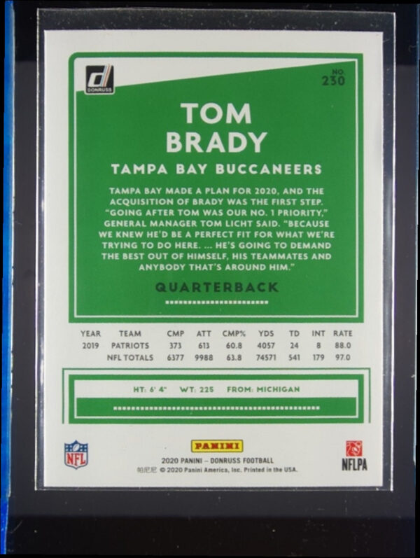 2020 Donruss Tom Brady #230 Buccaneers - Image 3