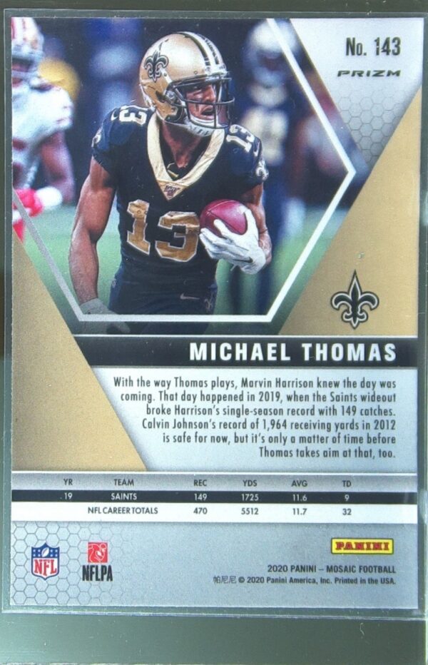 2020 Mosaic Michael Thomas Prizm Reactive Gold #143 Saints - Image 3
