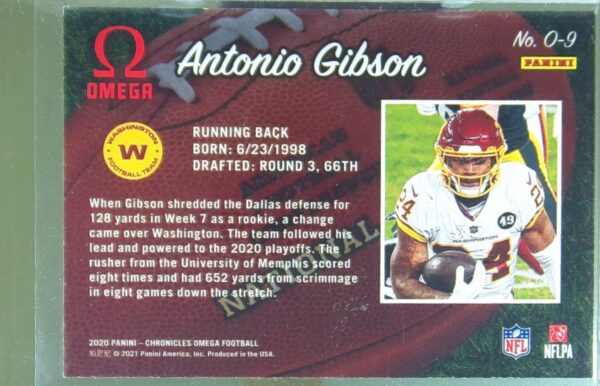 2020 Panini Chronicles Antonio Gibson RC #O-9 Team Omega - Image 3