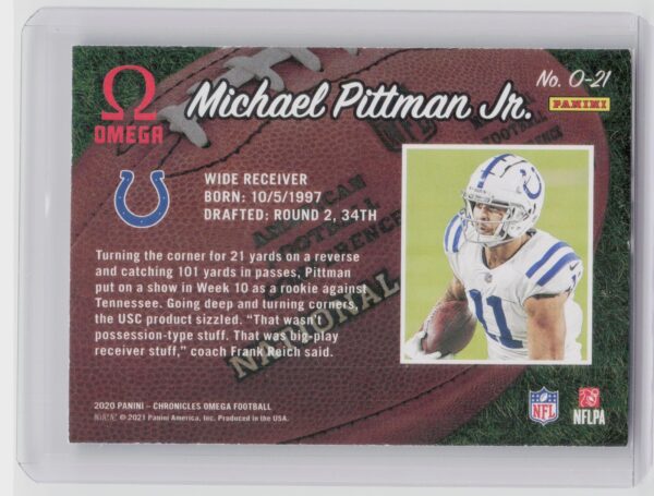 2020 Panini Chronicles Omega Michael Pittman Jr. Rookie RC #O-21 Colts - Image 3