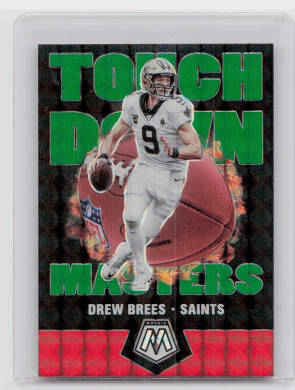2020 Panini Mosaic Drew Brees #TM1 Saints Touchdown Masters Prizm Green