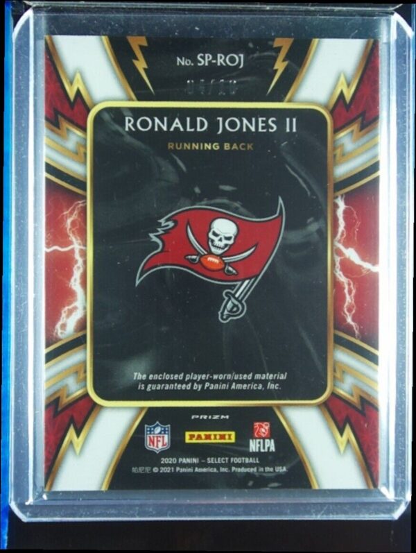 2020 Panini Select Ronald Jones II SN10 MEM #SP-ROJ Buccaneers Sparks Gold Prizm - Image 3