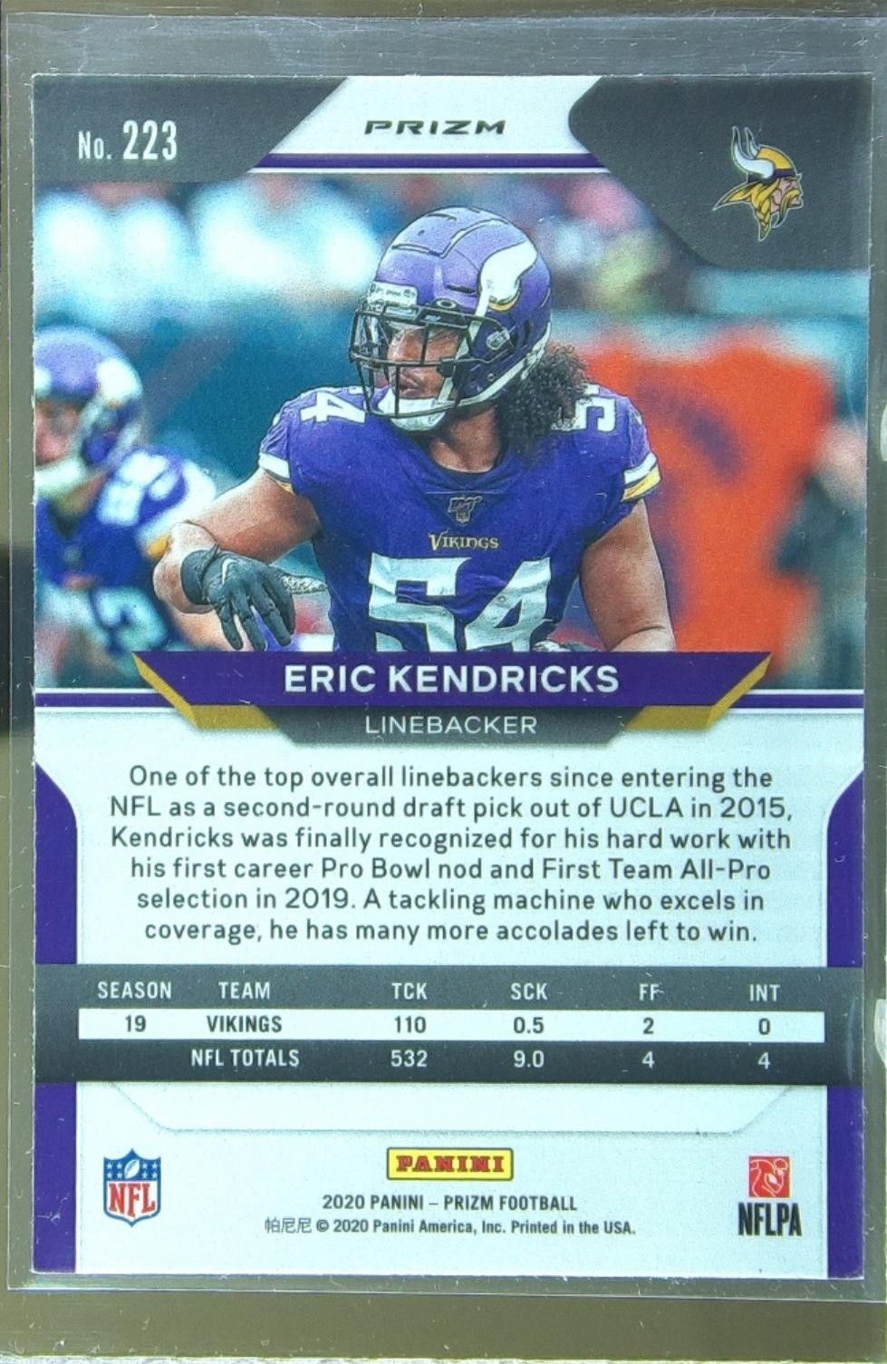 2020 Prizm Eric Kendricks Prizm Disco #223 Vikings - Image 3