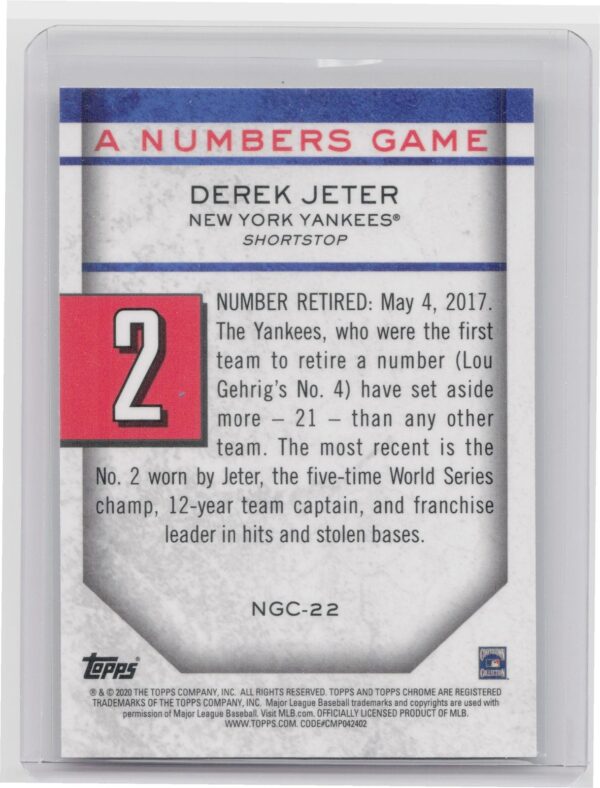 2020 Topps Chrome Update Derek Jeter #NGC-22 Yankees A Numbers Game - Image 3