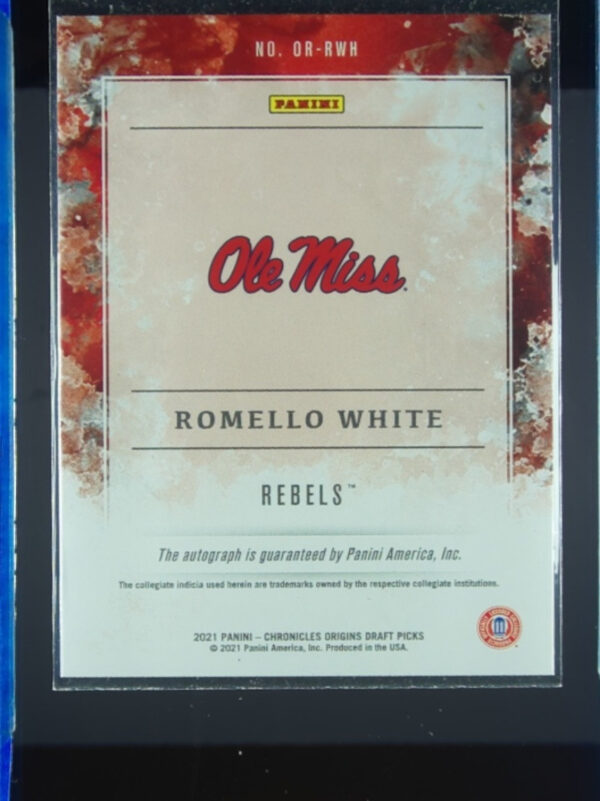 2021-22 Panini Chronicles Draft Picks Romello White AU #OR-RWH Rebels Origins Ro - Image 3