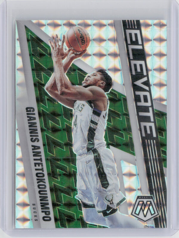 2021-22 Panini Mosaic Giannis Antetokounmpo #13 Bucks Elevate Mosaic Green
