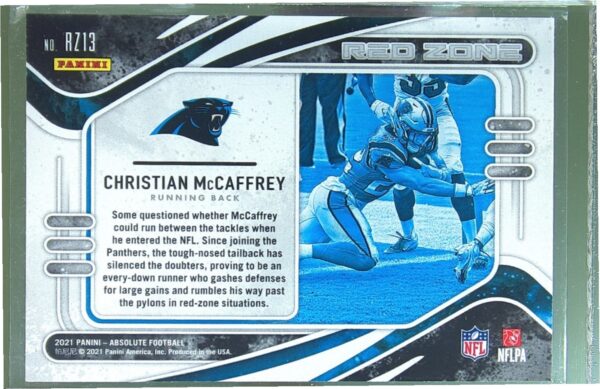 2021 Absolute Christian McCaffrey #RZ13 Panthers Red Zone - Image 3