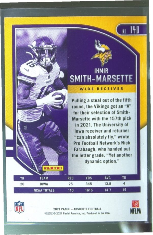 2021 Absolute Ihmir Smith-Marsette Retail RC #140 Vikings - Image 3
