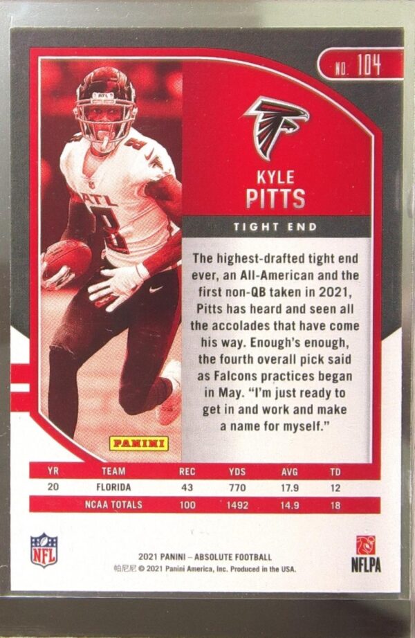 2021 Absolute Kyle Pitts Retail RC #104 Falcons - Image 3