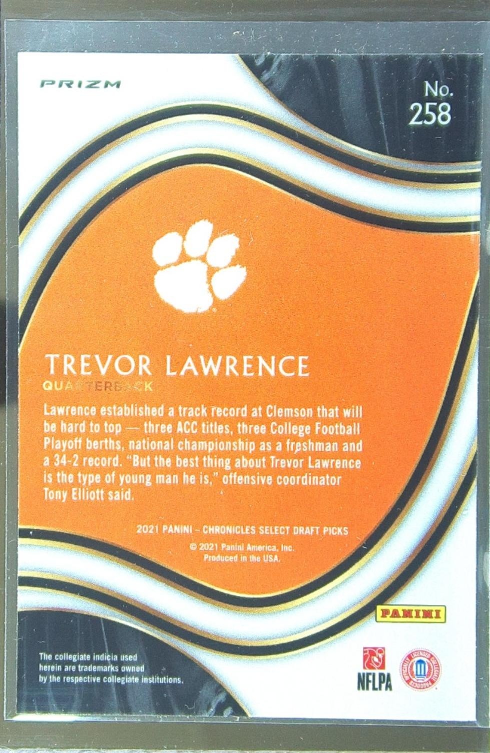 2021 Chronicles Draft Trevor Lawrence Pink RC #258 Tigers - Image 3