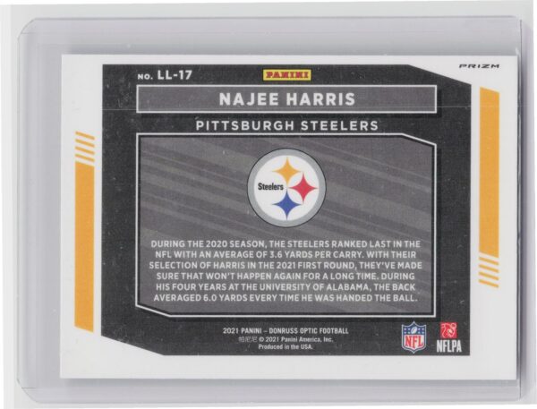 2021 Donruss Optic Najee Harris Legendary Logos #LL-17 Steelers - Image 3
