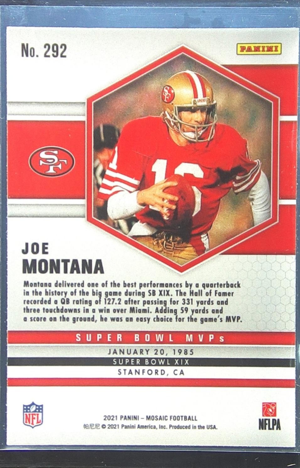 2021 Mosaic Joe Montana #292 49ers - Image 3