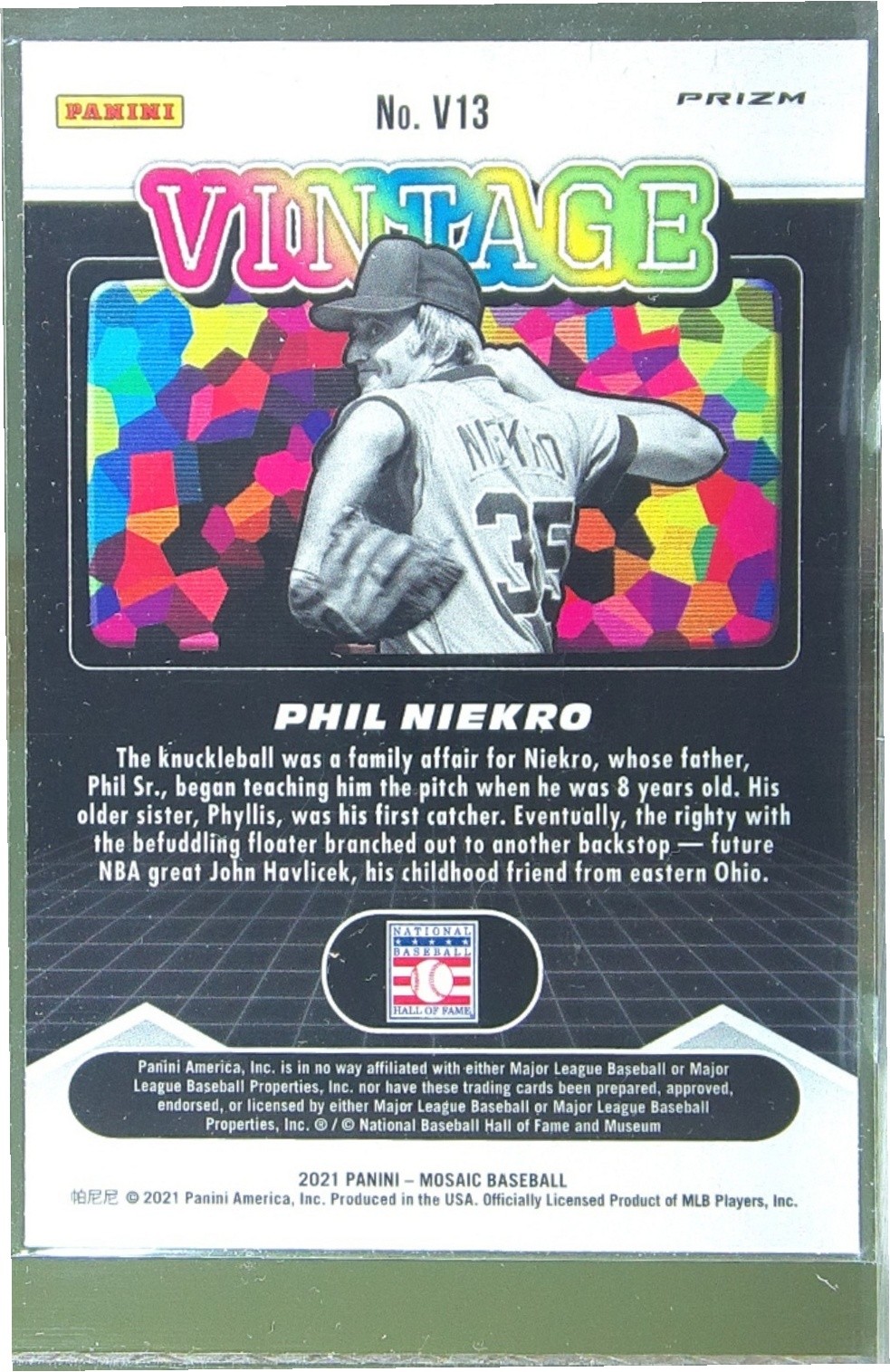 2021 Mosaic Phil Niekro #V13 Braves Vintage Mosaic - Image 3